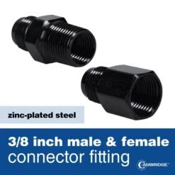Cambridge 3/8 In. OD X 3/8 In. MIP X 3/8 In. FIP X 18 In. Stainless Steel Black Coated Gas Connector (43,800 BTU) -Fire Place Store cambridge gas fittings connectors c gcb 383838mf 18ec 4f 1000