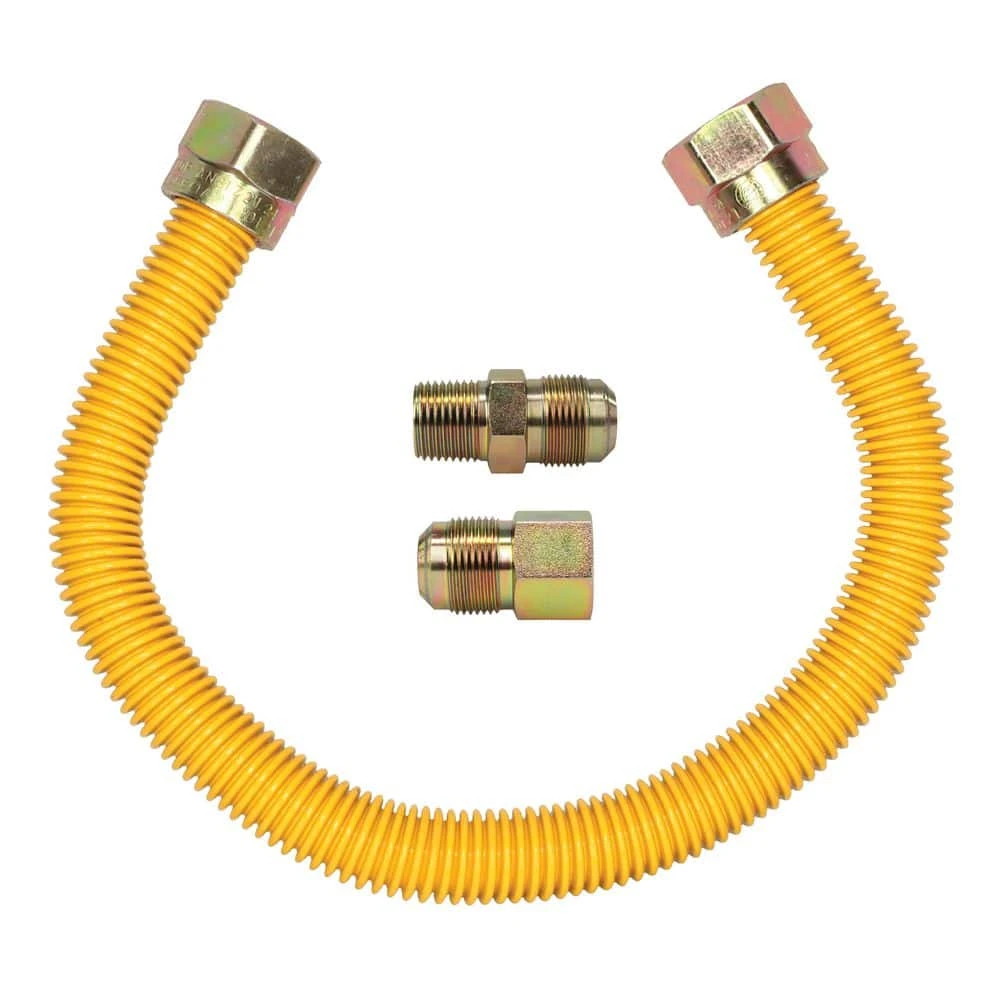 Cambridge 5/8 In. OD X 1/2 In. MIP X 1/2 In. FIP X 18 In. Stainless Steel Yellow Coated Gas Connector (164,200 BTU) 1 Cambridge 5/8 In. OD X 1/2 In. MIP X 1/2 In. FIP X 18 In. Stainless Steel Yellow Coated Gas Connector (164,200 BTU)
