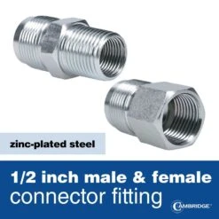 Cambridge 5/8 In. OD X 1/2 In. MIP X 1/2 In. FIP X 24 In. Stainless Steel Standard Gas Connector (150,000 BTU) 9 Cambridge 5/8 In. OD X 1/2 In. MIP X 1/2 In. FIP X 24 In. Stainless Steel Standard Gas Connector (150,000 BTU) -Fire Place Store cambridge gas fittings connectors cgc581212mf24 4f 1000