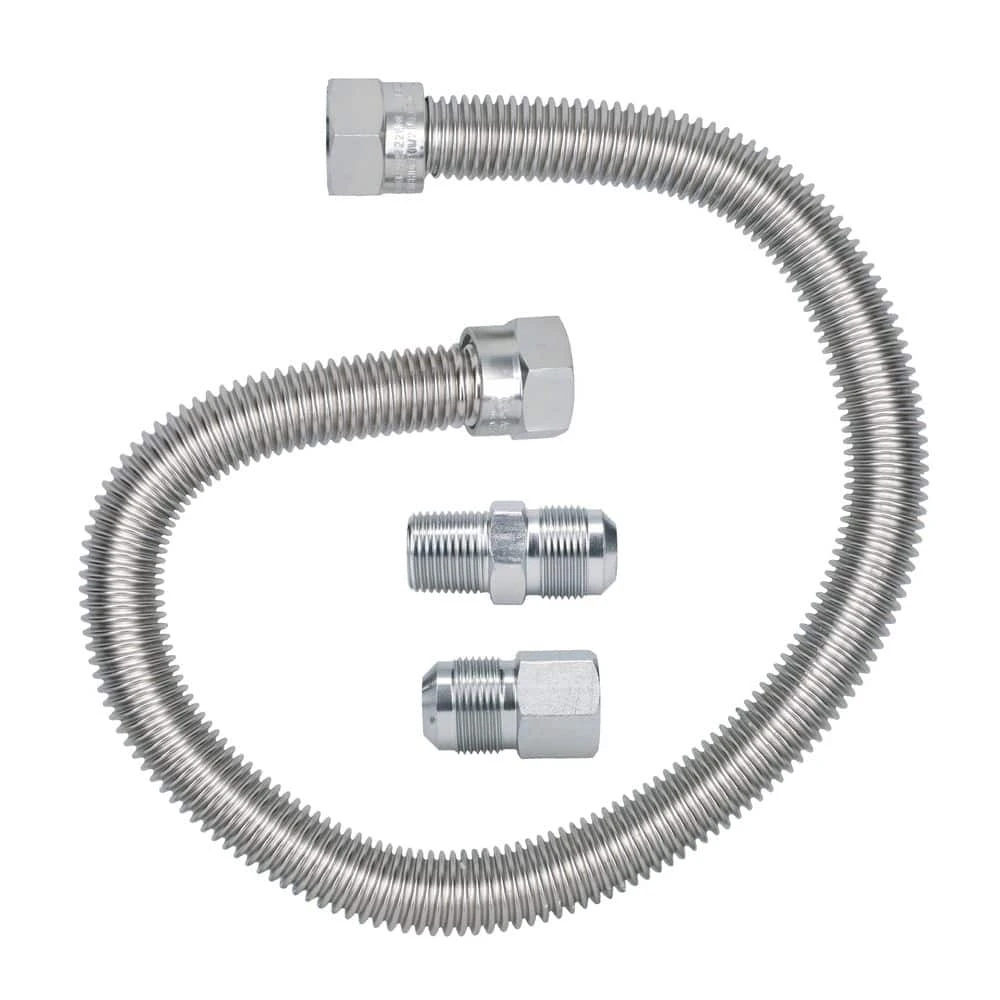 Cambridge 5/8 In. OD X 1/2 In. MIP X 1/2 In. FIP X 24 In. Stainless Steel Standard Gas Connector (150,000 BTU) 1 Cambridge 5/8 In. OD X 1/2 In. MIP X 1/2 In. FIP X 24 In. Stainless Steel Standard Gas Connector (150,000 BTU)