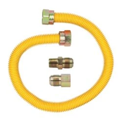 Cambridge 5/8 In. OD X 1/2 In. MIP X 1/2 In. FIP X 24 In. Stainless Steel Yellow Coated Gas Connector (150,000 BTU)