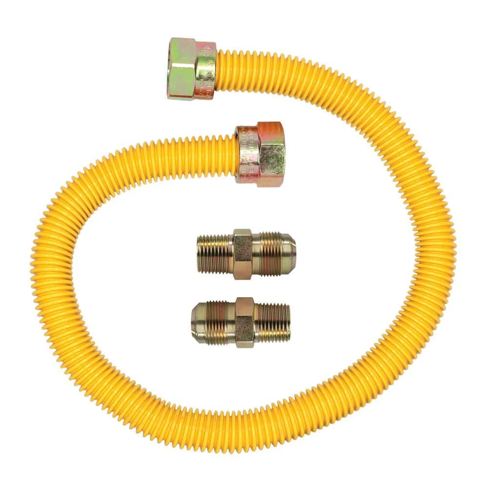 Cambridge 5/8 In. OD X 1/2 In. MIP X 1/2 In. MIP X 24 In. Stainless Steel Yellow Coated Gas Connector (150,000 BTU) 1 Cambridge 5/8 In. OD X 1/2 In. MIP X 1/2 In. MIP X 24 In. Stainless Steel Yellow Coated Gas Connector (150,000 BTU)