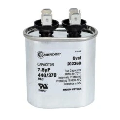 Cambridge 2.01 In. X 1.22 In. X 2.17 In. Aluminum 7.5 MFD 440-Volt/370-Volt Single Oval Run Capacitor (1-Pack)