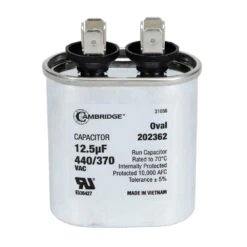 Cambridge 2.01 In. X 1.22 In. X 2.17 In. Aluminum 12.5 MFD 440-Volt/370-Volt Single Oval Run Capacitor (1-Pack)