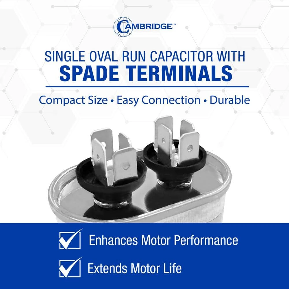 Cambridge 2.01 In. X 1.22 In. X 3.15 In. Aluminum 15 MFD 440-Volt/370-Volt Single Oval Run Capacitor (1-Pack) 4 Cambridge 2.01 In. X 1.22 In. X 3.15 In. Aluminum 15 MFD 440-Volt/370-Volt Single Oval Run Capacitor (1-Pack) - Image 4