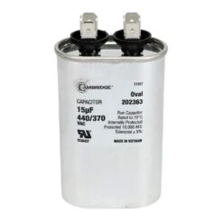 Cambridge 2.01 In. X 1.22 In. X 3.15 In. Aluminum 15 MFD 440-Volt/370-Volt Single Oval Run Capacitor (1-Pack)
