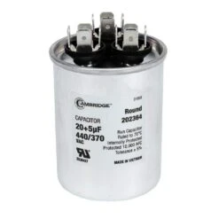 Cambridge 1.97 In. X 1.97 In. X 2.56 In. Aluminum 20 Plus 5 MFD 440-Volt/370-Volt Dual Round Run Capacitor (1-Pack)