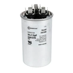 Cambridge 1.97 In. X 1.97 In. X 3.35 In. Aluminum 35 Plus 7.5 MFD, 440-Volt/370-Volt Dual Round Run Capacitor (1-Pack)