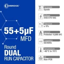 Cambridge 1.97 In. X 1.97 In. X 3.94 In. Aluminum 55 Plus 5 MFD, 440-Volt/370-Volt Dual Round Run Capacitor (1-Pack) 9 Cambridge 1.97 In. X 1.97 In. X 3.94 In. Aluminum 55 Plus 5 MFD, 440-Volt/370-Volt Dual Round Run Capacitor (1-Pack) -Fire Place Store cambridge grow room ventilation 202373pm 4f 1000
