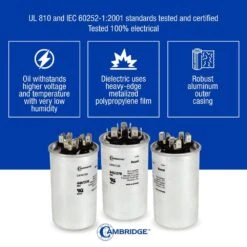 Cambridge 2.17 In. X 2.17 In. X 4.13 In. Aluminum 70 Plus 7.5 MFD, 440-Volt/370-Volt Dual Round Run Capacitor (1-Pack) -Fire Place Store cambridge grow room ventilation 202580pm 44 1000
