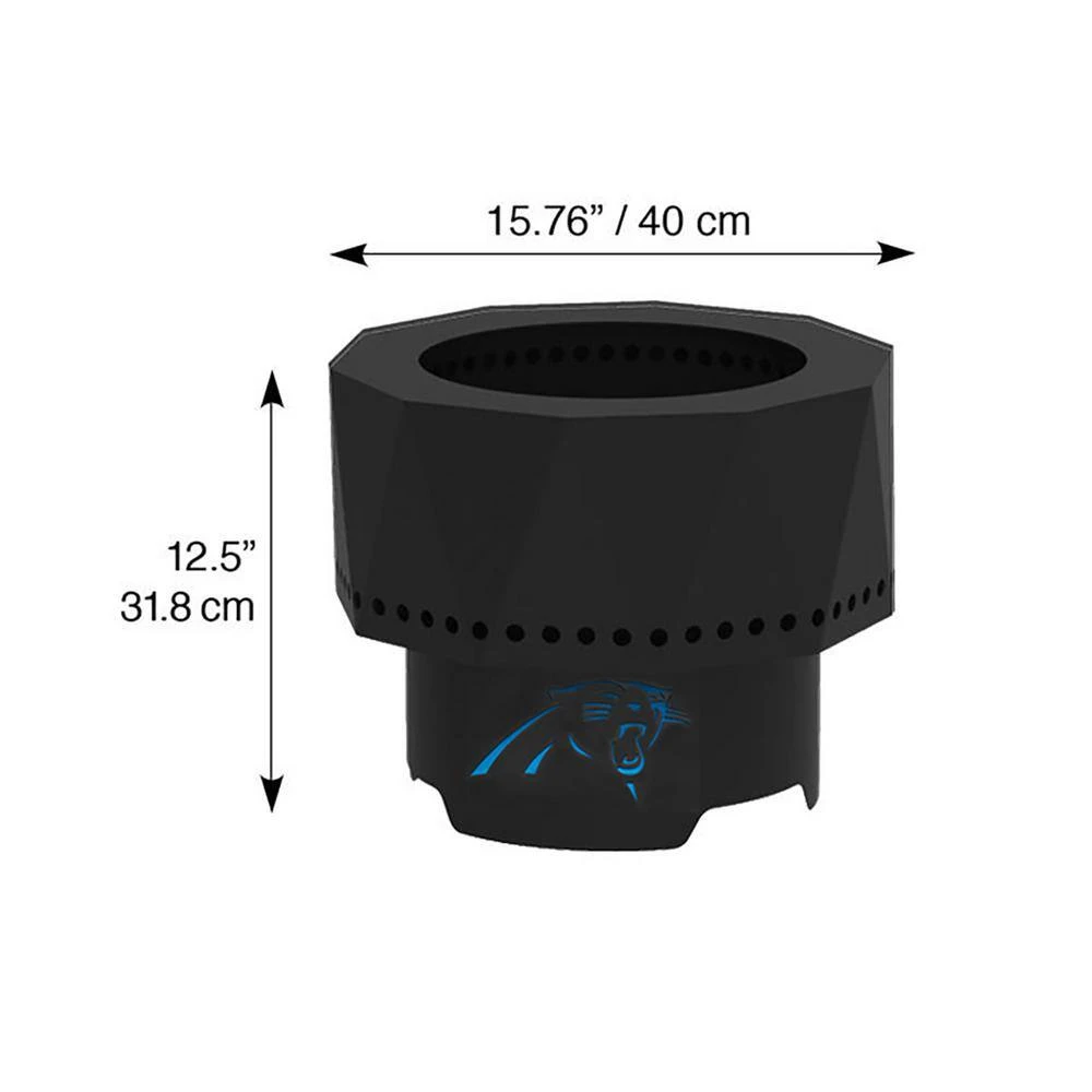 The Ridge NFL 15.7 In. X 12.5 In. Round Steel Smokeless Wood Pellet Portable Fire Pit With Bag, Screen-Carolina Panthers 5 The Ridge NFL 15.7 In. X 12.5 In. Round Steel Smokeless Wood Pellet Portable Fire Pit With Bag, Screen-Carolina Panthers - Image 5