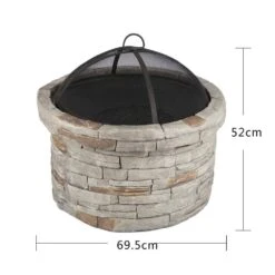 27 In. X 27 In. Cylinder Magnesium Oxide Coal Fire Pit -Fire Place Store cement grey fire pit kits wyb219 fp3 4f 1000