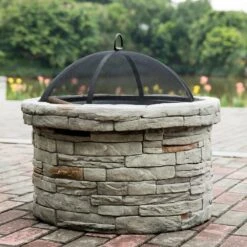 27 In. X 27 In. Cylinder Magnesium Oxide Coal Fire Pit -Fire Place Store cement grey fire pit kits wyb219 fp3 76 1000