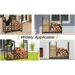 12"D X 31"W X 28"H Metal Rectangular Firewood Storage Log Rack On 4 Wheels -Fire Place Store cesicia firewood chj 01 1 4f 1000