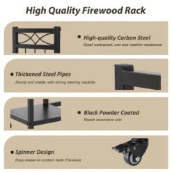 12"D X 31"W X 28"H Metal Rectangular Firewood Storage Log Rack On 4 Wheels -Fire Place Store cesicia firewood chj 01 1 fa 1000