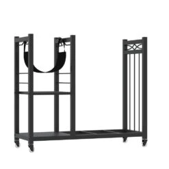 31 In. W Black Outdoor Metal Firewood Rack With 4 Wheels 12 31 In. W Black Outdoor Metal Firewood Rack With 4 Wheels -Fire Place Store cesicia firewood racks eca chj 011 1f 1000