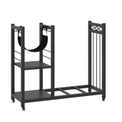 31 In. W Black Outdoor Metal Firewood Rack With 4 Wheels 11 31 In. W Black Outdoor Metal Firewood Rack With 4 Wheels -Fire Place Store cesicia firewood racks eca chj 011 4f 1000