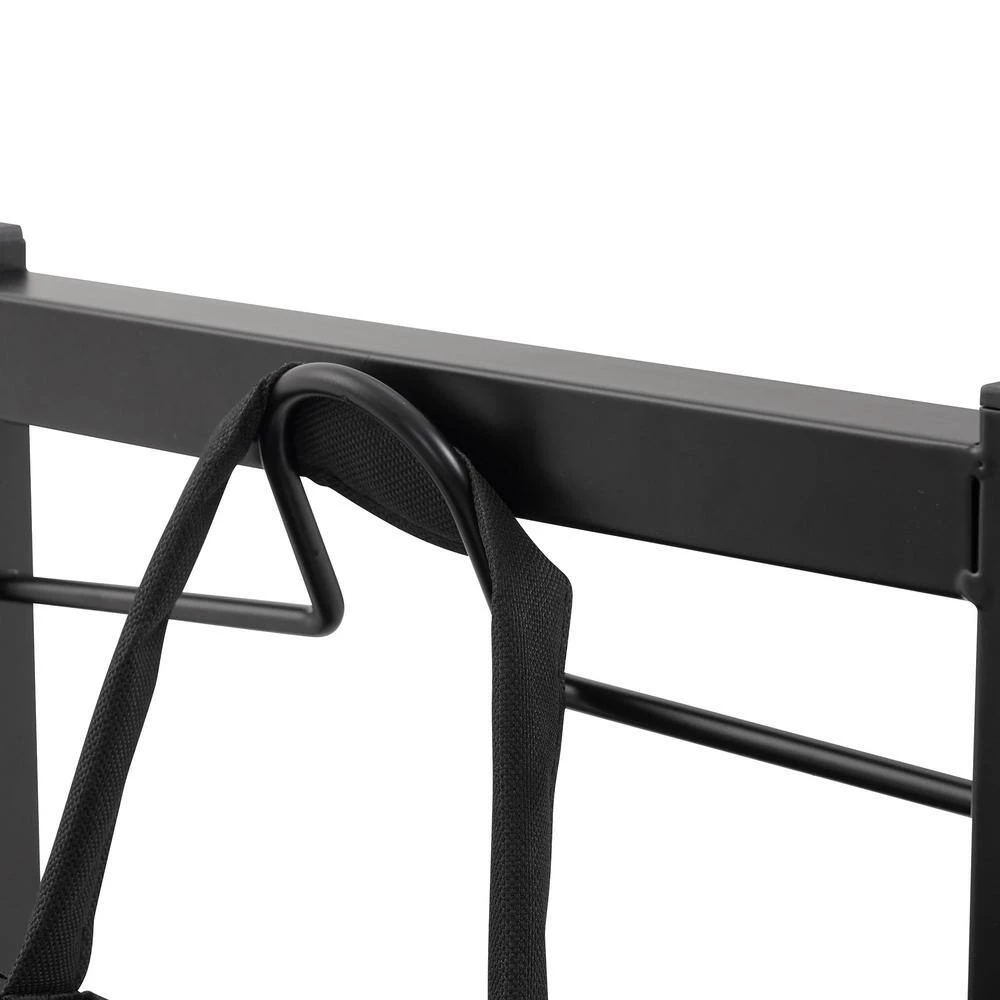 31 In. W Black Outdoor Metal Firewood Rack With 4 Wheels 7 31 In. W Black Outdoor Metal Firewood Rack With 4 Wheels - Image 7