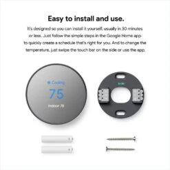 Google Nest Thermostat - Smart Programmable Wi-Fi Thermostat - Charcoal -Fire Place Store charcoal google programmable thermostats ga02081 us c3 1000