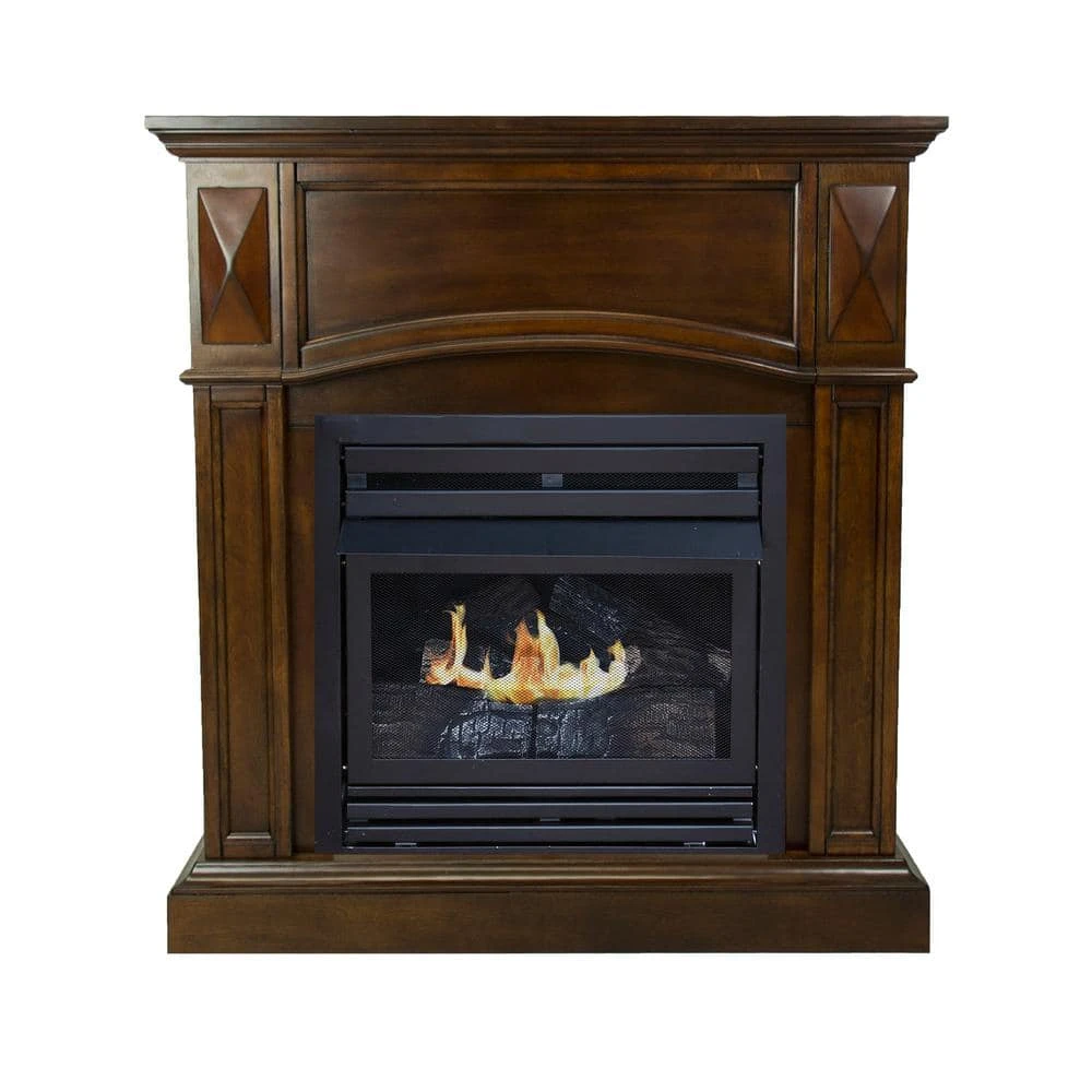 20,000 BTU 36 In. Compact Convertible Ventless Natural Gas Fireplace In Cherry 3 20,000 BTU 36 In. Compact Convertible Ventless Natural Gas Fireplace In Cherry - Image 3