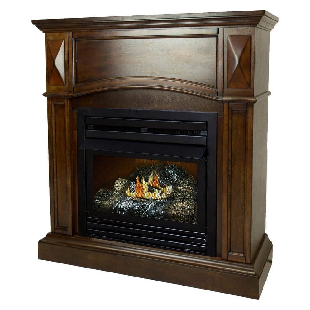 20,000 BTU 36 In. Compact Convertible Ventless Natural Gas Fireplace In Cherry 2 20,000 BTU 36 In. Compact Convertible Ventless Natural Gas Fireplace In Cherry - Image 2