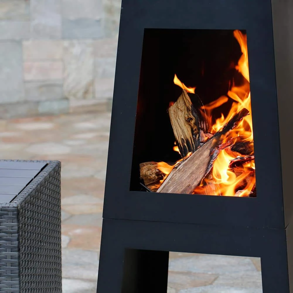 59 In. Wood Burning Chiminea Fire Pit With Built-in Log Storage, Wood Burning Fireplace 4 59 In. Wood Burning Chiminea Fire Pit With Built-in Log Storage, Wood Burning Fireplace - Image 4