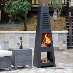 59 In. Wood Burning Chiminea Fire Pit With Built-in Log Storage, Wood Burning Fireplace 9 59 In. Wood Burning Chiminea Fire Pit With Built-in Log Storage, Wood Burning Fireplace -Fire Place Store chimineas srch20 44 1000