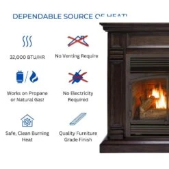 Dual Fuel Ventless Fireplace - 32,000 BTU, Remote Control, Chocolate Finish -Fire Place Store chocolate duluth forge gas fireplaces 170158 4f 1000