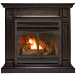 Dual Fuel Ventless Fireplace - 32,000 BTU, Remote Control, Chocolate Finish