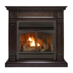 Dual Fuel Ventless Fireplace - 32,000 BTU, T-Stat Control, Chocolate Finish