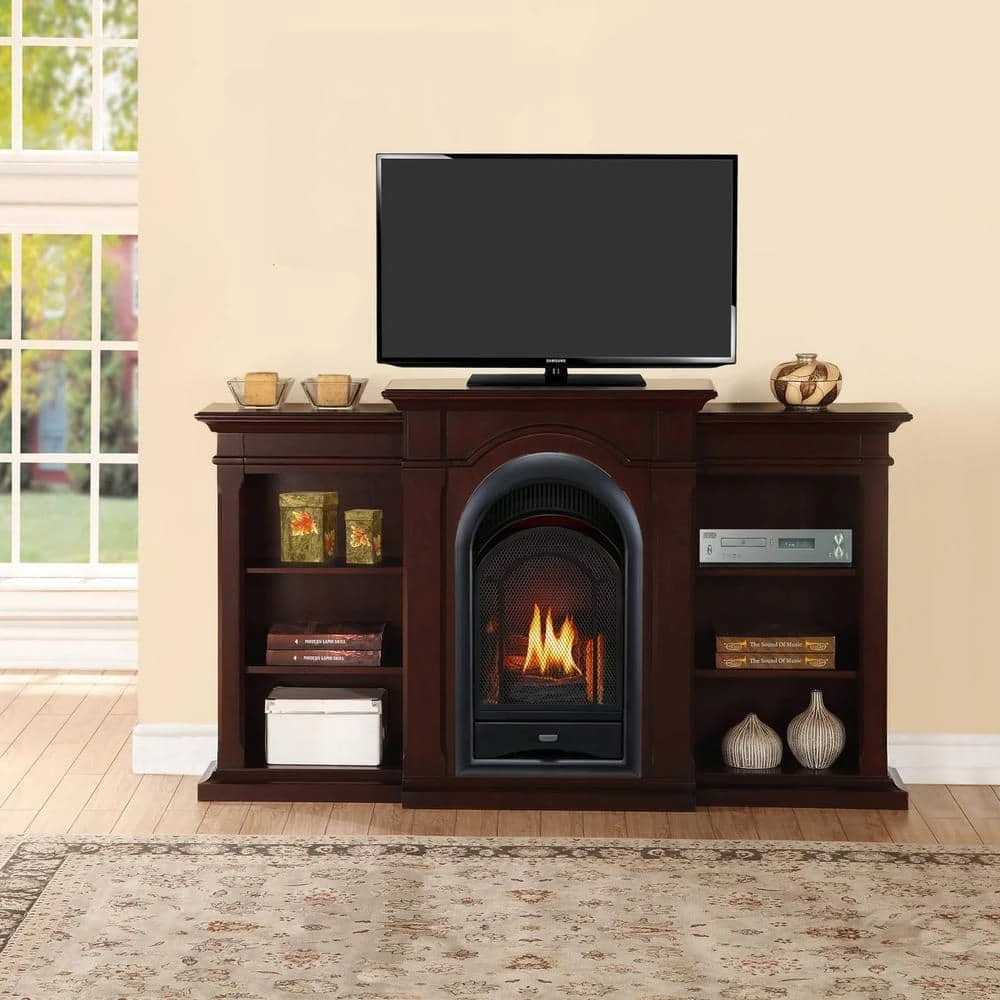 15 000 BTU Dual Fuel Vent Free Gas Fireplace System T-Stat Control In Chocolate 1 15 000 BTU Dual Fuel Vent Free Gas Fireplace System T-Stat Control In Chocolate