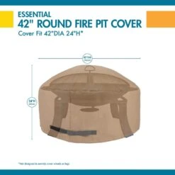 Duck Covers Essential 44 In. D X 24 In. H Round Fire Pit Cover -Fire Place Store classic accessories fire pit covers and accessories efpr4424 4f 1000