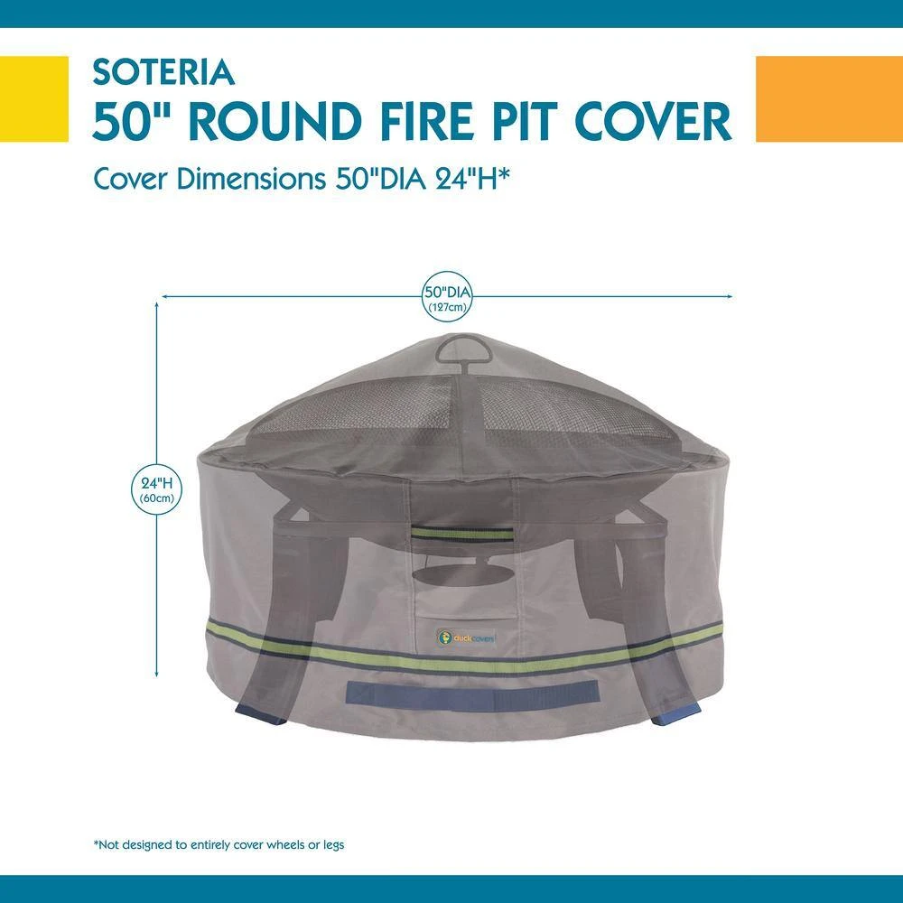 Duck Covers Soteria 50 In. Grey Round Fire Pit Cover 3 Duck Covers Soteria 50 In. Grey Round Fire Pit Cover - Image 3