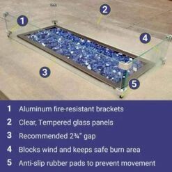 35.5 In. X 15.5 In. Tempered Glass Flame Guard -Fire Place Store clear american fire glass fire pit covers and accessories fg afpp 30 fa 1000