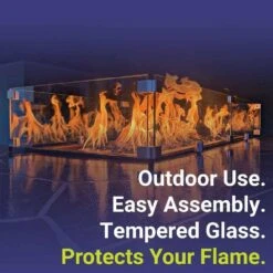 53.5 In. X 19.5 In. Tempered Glass Flame Guard -Fire Place Store clear american fire glass fire pit covers and accessories fg afpp 48 44 1000