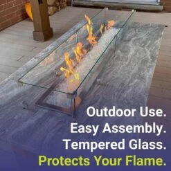 77.5 In. X 11.5 In. Tempered Glass Flame Guard -Fire Place Store clear american fire glass fire pit covers and accessories fg lcb 72 44 1000