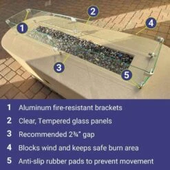 77.5 In. X 11.5 In. Tempered Glass Flame Guard -Fire Place Store clear american fire glass fire pit covers and accessories fg lcb 72 fa 1000