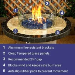 29 In. Tempered Glass Flame Guard -Fire Place Store clear american fire glass fire pit covers and accessories fg rsp 25 fa 1000