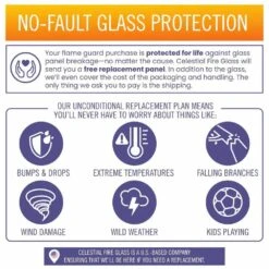 14 In. Round Tempered Glass Fire Pit Wind Guard For 10 In. Round Drop-In Fire Pit Burner Pan -Fire Place Store clear celestial fire glass fire pit covers and accessories fg 10r 4f 1000