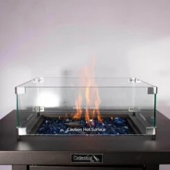 17.5 In. X 17.5 In. Square Tempered Glass Fire Pit Wind Guard For 12 In. Square Drop-In Fire Pit Pan -Fire Place Store clear celestial fire glass fire pit covers and accessories fg 12s 31 1000