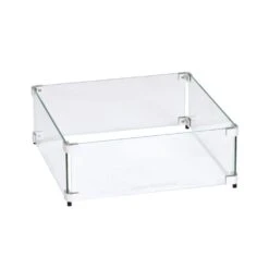 17.5 In. X 17.5 In. Square Tempered Glass Fire Pit Wind Guard For 12 In. Square Drop-In Fire Pit Pan -Fire Place Store clear celestial fire glass fire pit covers and accessories fg 12s 4f 1000
