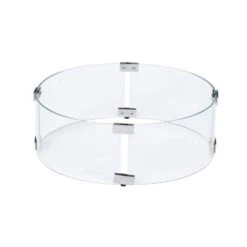 17 In. Round Tempered Glass Fire Pit Wind Guard For 13 In. Round Drop-In Fire Pit Burner Pan