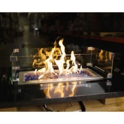 23.5 In. X 11.5 In. Tempered Glass Fire Pit Wind Guard For 18 In. X 6 In. Rectangular Drop-In Fire Pit Pan -Fire Place Store clear celestial fire glass fire pit covers and accessories fg 18 6 31 1000