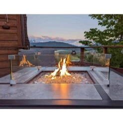 23.5 In. X 23.5 In. Square Tempered Glass Fire Pit Wind Guard For 18 In. Square Drop-In Fire Pit Pan -Fire Place Store clear celestial fire glass fire pit covers and accessories fg 18s 31 1000