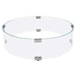 23 In. Round Tempered Glass Fire Pit Wind Guard For 19 In. Round Drop-In Fire Pit Burner Pan