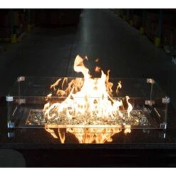 29.5 In. X 13.5 In. Tempered Glass Fire Pit Wind Guard For 24 In. X 8 In. Rectangular Drop-In Fire Pit Pan -Fire Place Store clear celestial fire glass fire pit covers and accessories fg 24 8 31 1000