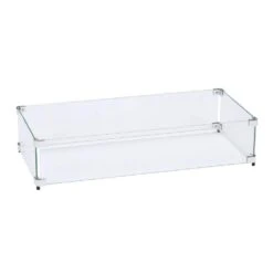 29.5 In. X 13.5 In. Tempered Glass Fire Pit Wind Guard For 24 In. X 8 In. Rectangular Drop-In Fire Pit Pan