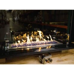 35.5 In. X 11.5 In Tempered Glass Fire Pit Wind Guard For 30 In. X 6 In. Rectangular Drop-In Fire Pit Pan -Fire Place Store clear celestial fire glass fire pit covers and accessories fg 30 6 31 1000