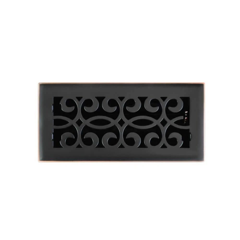 Classic Scroll 4 In. X 10 In. Steel Floor Register In Oil Rubbed Bronze 1 Classic Scroll 4 In. X 10 In. Steel Floor Register In Oil Rubbed Bronze