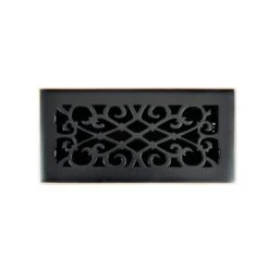 Elegant Scroll 4 In. X 10 In. Steel Floor Register In Oil Rubbed Bronze